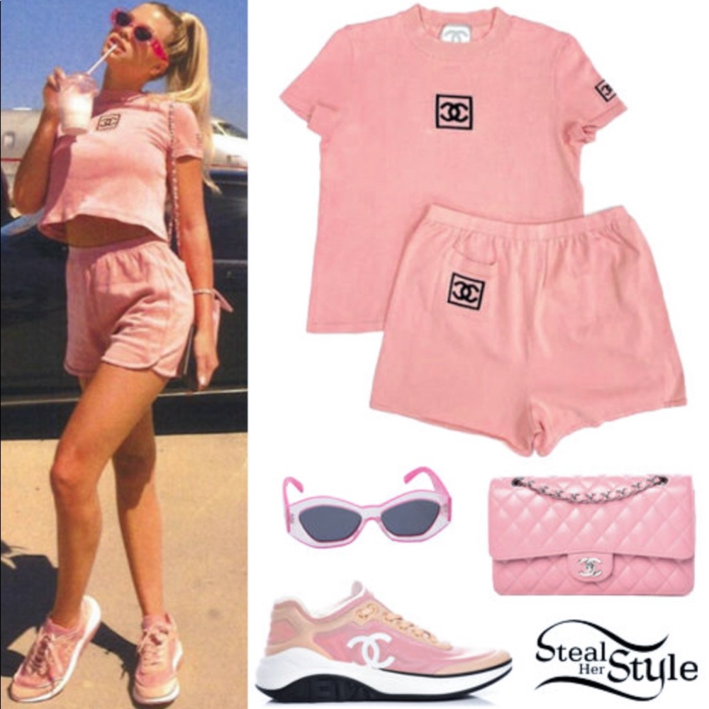 Chanel Identification Vintage 2003 Pink Black Knit Y2K CC Logo Top T-Shirt - Picture 13 of 15